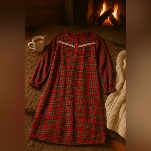 Cozy Plaid Red Sleepwear Dress